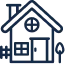 Clean line illustration of a cozy home with chimney, rounded and rectangular windows, picket fence, and small tree—ideal for Coast to Coast clients.