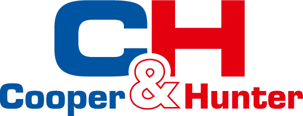 The Cooper & Hunter logo is displayed with a prominent blue “C” and red “H” above the company name, which appears in a crisp blue and red font separated by an ampersand, reflecting Coast to Coast’s trusted partners in HVAC solutions.