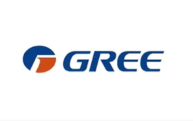 The Gree logo displays a stylish blue and orange abstract symbol positioned to the left of the word “GREE,” which appears in bold blue uppercase letters on a bright white background.